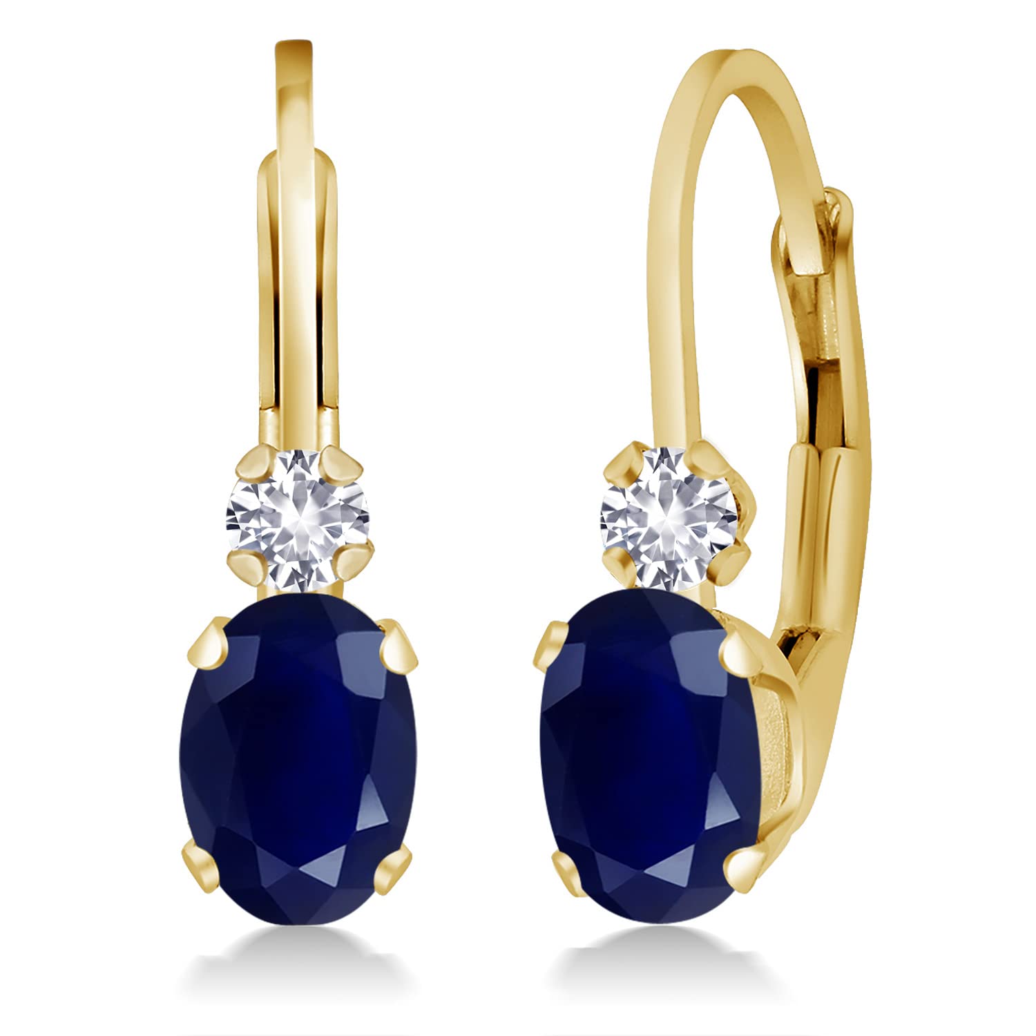 Max + Stone Sapphire Earrings 8Mm Lever Back Gold
